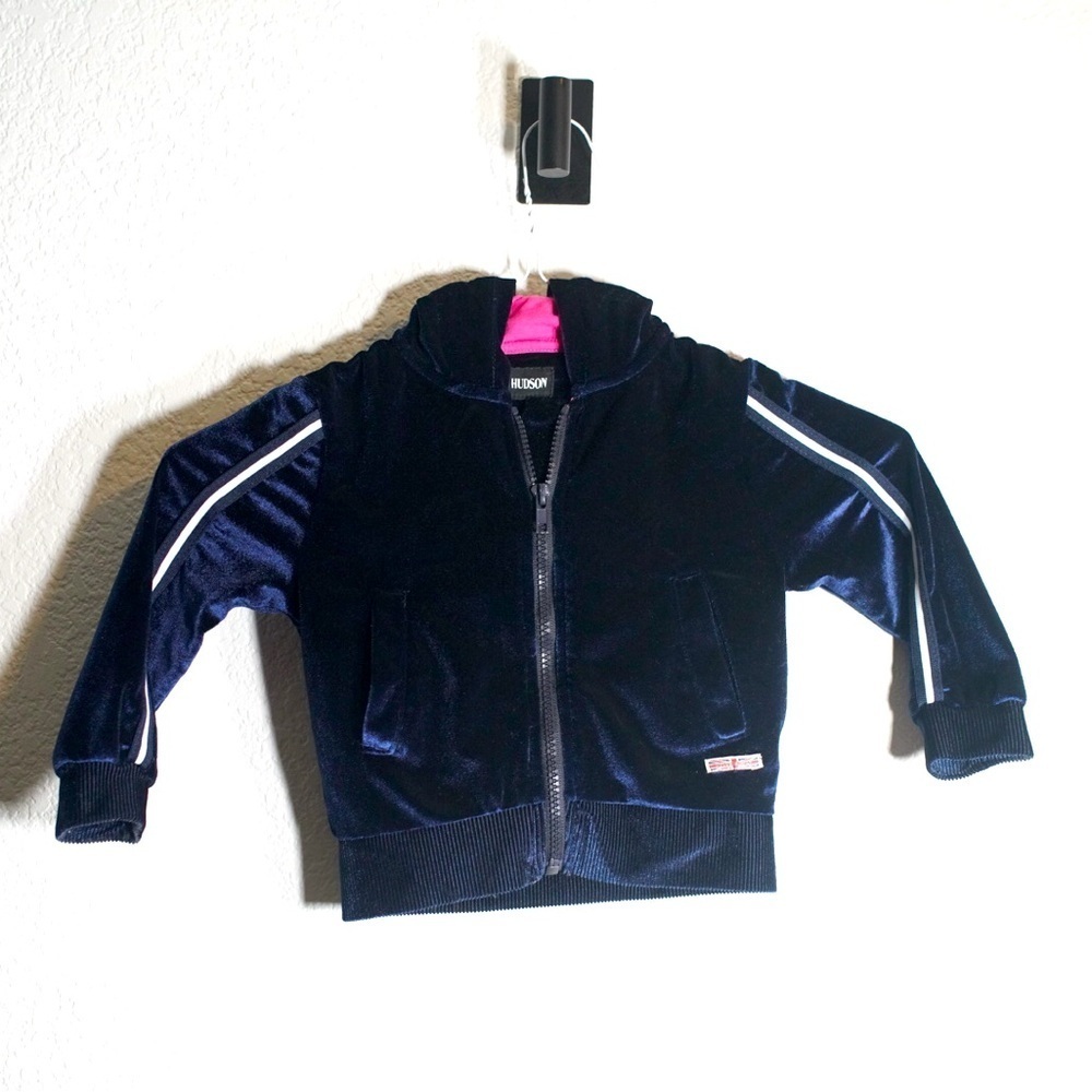 Hudson Toddler Velvet Jacket Full Zip Blue Girls Baby Track Suit Fleece Size 2T